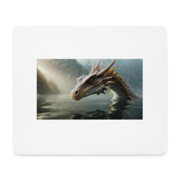 Ein realistischer böser dunkler Drache in einem nebligen Fluss - Mousepad (Querformat) - Weiß - Vorne