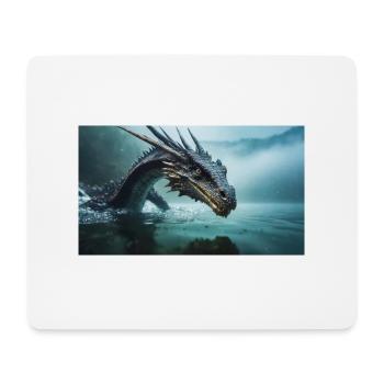 Ein realistischer böser dunkler Drache in einem nebligen Fluss - Mousepad (Querformat) - Weiß - Vorne