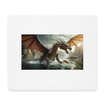 Ein realistischer böser dunkler Drache jagt Fischfluss - Mousepad (Querformat) - Weiß - Vorne