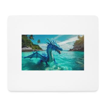 Ein realistischer blauer Wasserdrache im Türkis - Mousepad (Querformat) - Weiß - Vorne
