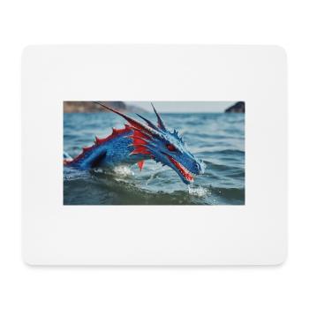 Ein realistischer blauer Wasserdrache im Türkis - Mousepad (Querformat) - Weiß - Vorne