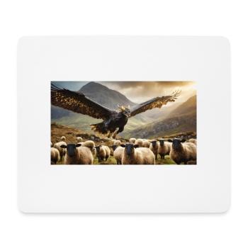 Eine realistische böse schwarz-goldene Drachenjagd - Mousepad (Querformat) - Weiß - Vorne