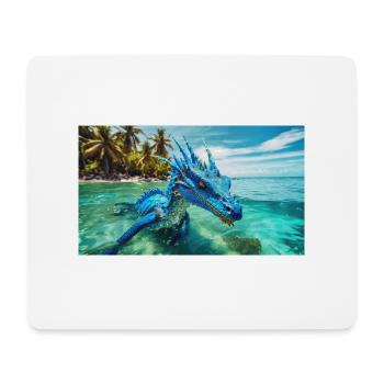 Ein realistischer blauer Wasserdrache im Meerwasser - Mousepad (Querformat) - Weiß - Vorne
