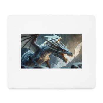 Ein realistischer böser dunkler Drache klettert auf einen nebligen - Mousepad (Querformat) - Weiß - Vorne