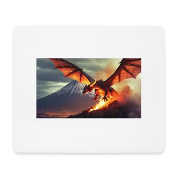 Ein realistischer, majestätischer dunkler Drachenvulkan - Mousepad (Querformat) - Weiß - Vorne