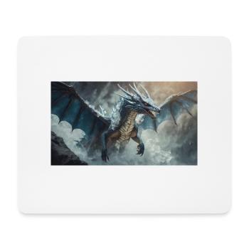 Ein realistischer böser dunkler Drache klettert auf einen Berg - Mousepad (Querformat) - Weiß - Vorne