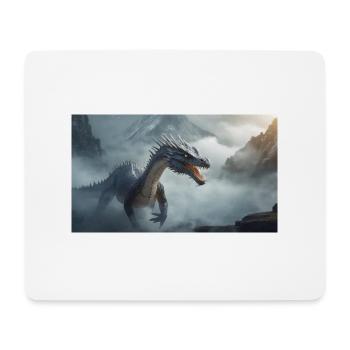 Ein realistischer böser dunkler Drache beim Erklimmen eines Nebels - Mousepad (Querformat) - Weiß - Vorne