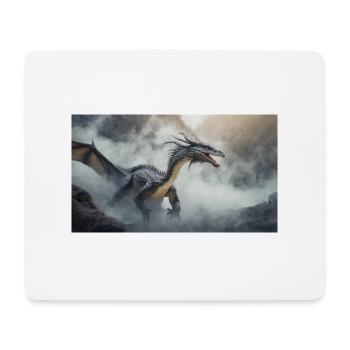 Ein realistischer böser dunkler Drache beim Erklimmen eines Nebels - Mousepad (Querformat) - Weiß - Vorne