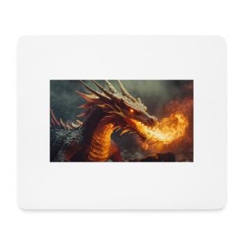 A realistic majestical dark dragon spitting flames - Mouse Pad (horizontal) - white - Front