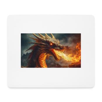 A realistic majestical dark dragon spitting flames - Mouse Pad (horizontal) - white - Front