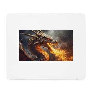A realistic majestical dark dragon spitting flames - Mouse Pad (horizontal) - white - Front