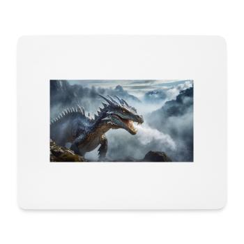 Ein realistischer böser dunkler Drache beim Erklimmen eines Nebels - Mousepad (Querformat) - Weiß - Vorne