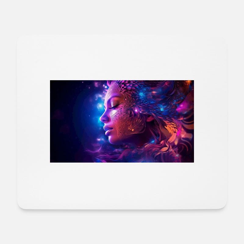 Die Visionärin: Eine Futuristin mit bunten Strähne - Mousepad (Querformat) - Weiß