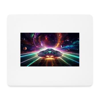 Vaisseau spatial en voyage à travers la galaxie - Tapis de souris (format paysage) - blanc - Devant