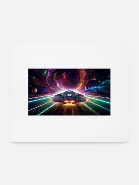 Spaceship on a journey through the galaxy - Mouse Pad (horizontal) - white