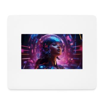 Frau in der Zukunft mit Glashelm - Mousepad (Querformat) - Weiß - Vorne