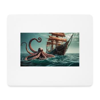 Gruselige mythische Orte – Kraken-Segelschiff - Mousepad (Querformat) - Weiß - Vorne
