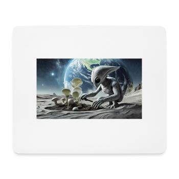 extraterrestre gris à la surface de la lune – collection de lune - Tapis de souris (format paysage) - blanc - Devant