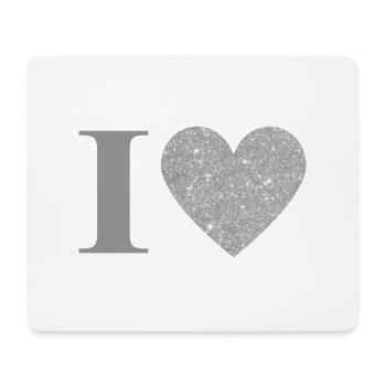Buchstabe i silbernes Herz - Mousepad (Querformat) - Weiß - Vorne