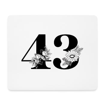 Number 43 Black Floral - 43rd Floral Birthday - Mouse Pad (horizontal) - white - Front