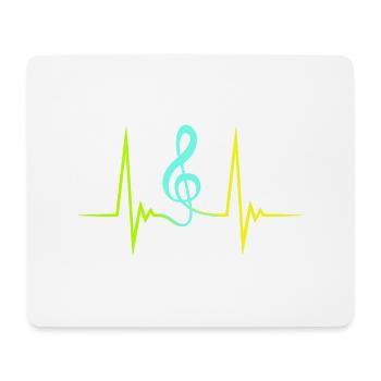 Clé de musique : fréquence d’impulsion, note, battement de cœur - Tapis de souris (format paysage) - blanc - Devant