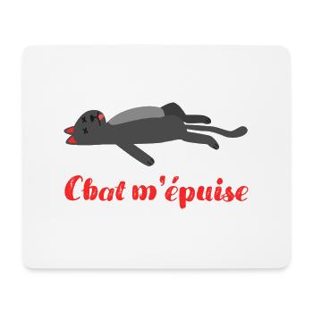 Chat m épuise humour chat - Tapis de souris (format paysage) - blanc - Devant