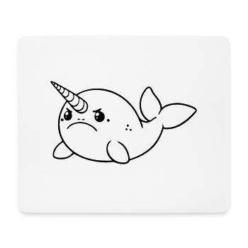 Licorne bébé baleine est en colère (images amusantes) - Tapis de souris (format paysage) - blanc - Devant