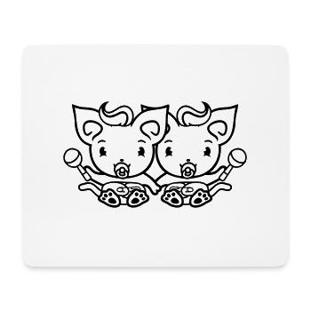 2 Schnuller Katzen Zwei Baby Geschwister Zwillinge - Mousepad (Querformat) - Weiß - Vorne