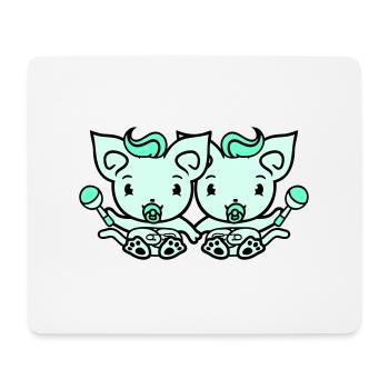 2 Schnuller Katzen Zwei Baby Geschwister Zwillinge - Mousepad (Querformat) - Weiß - Vorne
