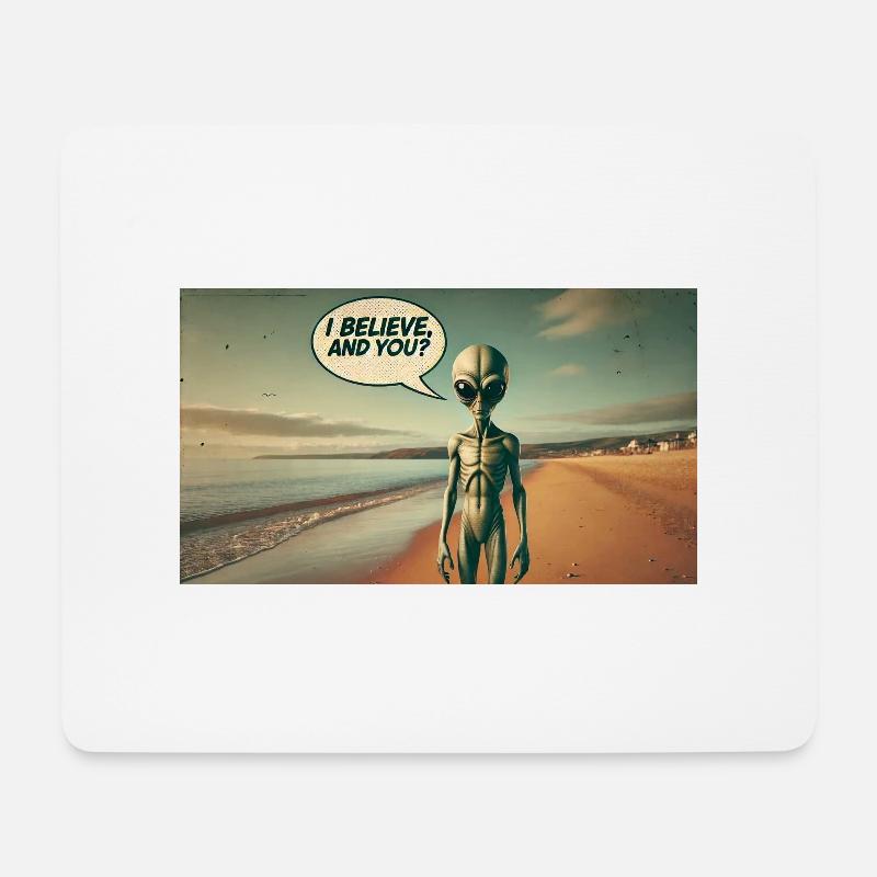 Alien am Strand - Mousepad (Querformat) - Weiß