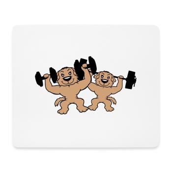 2 Dogs Bodybuilders Strong Muscles Gym Weightlifting - Mouse Pad (horizontal) - white - Front