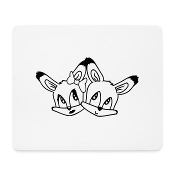 2 Foxes Couple In Love Two Friends Love Team Cute - Mouse Pad (horizontal) - white - Front