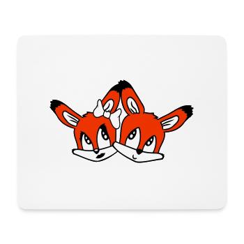 2 Foxes Couple In Love Two Friends Love Team Cute - Mouse Pad (horizontal) - white - Front