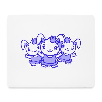 3 Bunnies Girls Pretty Girls Women Bunny Small - Mouse Pad (horizontal) - white - Front