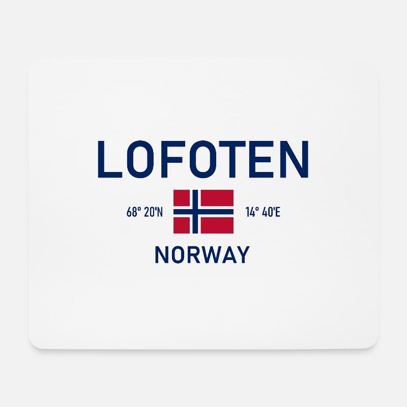 Lofoten - Norwegen - Koordinaten - Flagge - Mousepad (Querformat) - Weiß