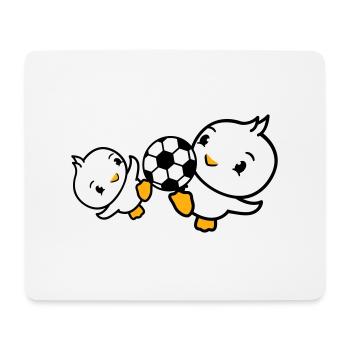 2 Birds Playing Soccer Together Fun Ball Sports - Mouse Pad (horizontal) - white - Front