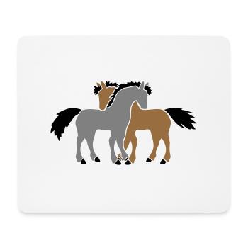 2 Horses Team Pony Foal Couple In Love Friends - Mouse Pad (horizontal) - white - Front