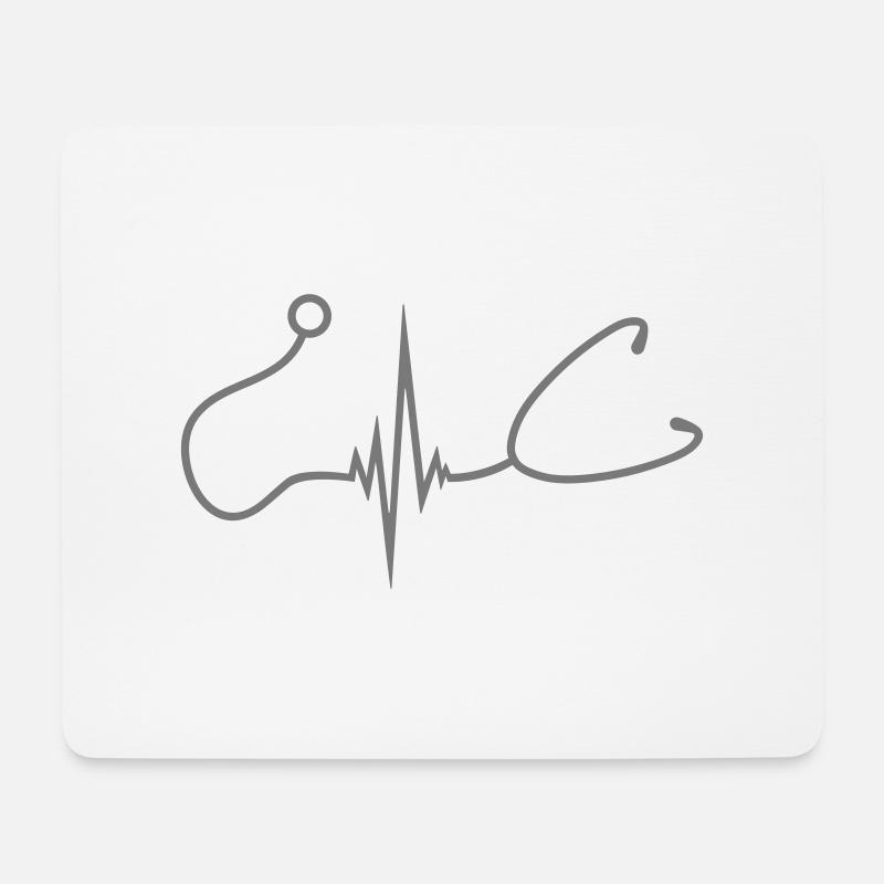 frequenz Stethoskop abhoeren herzschlag puls verar - Mousepad (Querformat) - Weiß