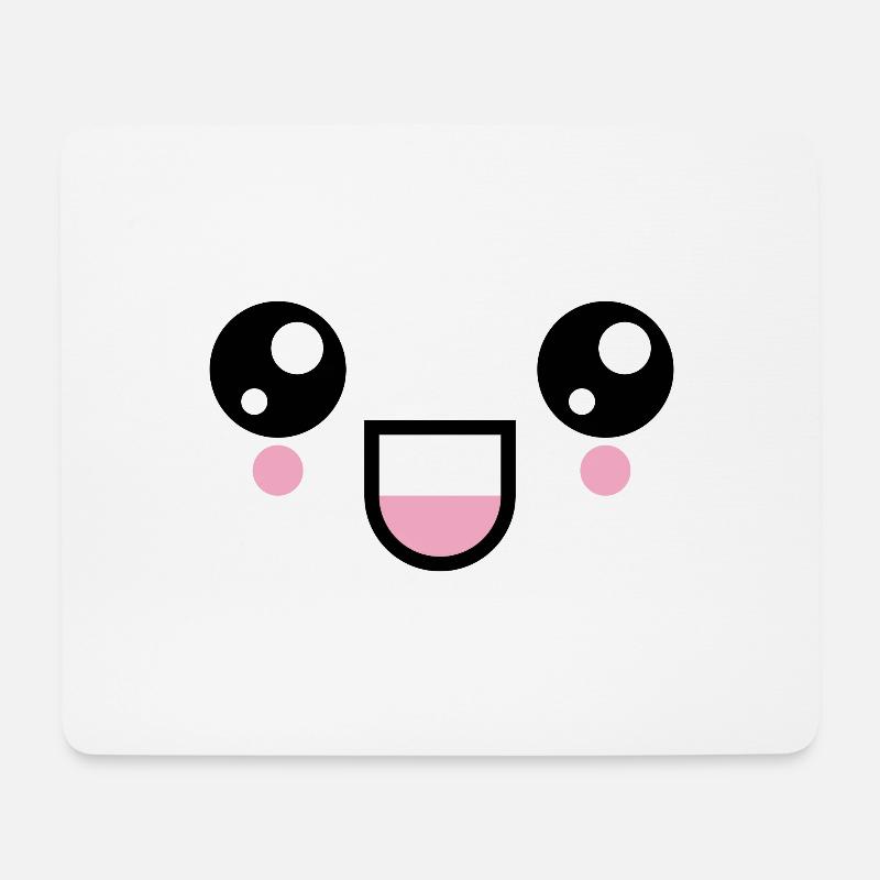 Kawaii Lachgesicht Augen Gesicht Emoji Emoticon - Mousepad (Querformat) - Weiß