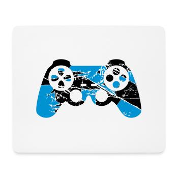 cracks old scratches cool blue design controllers - Mouse Pad (horizontal) - white - Front