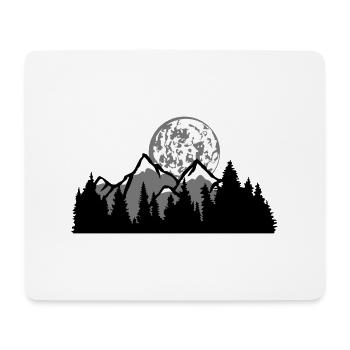 nuit lune pleine lune montagnes collines forêt montagneuses exp - Tapis de souris (format paysage) - blanc - Devant