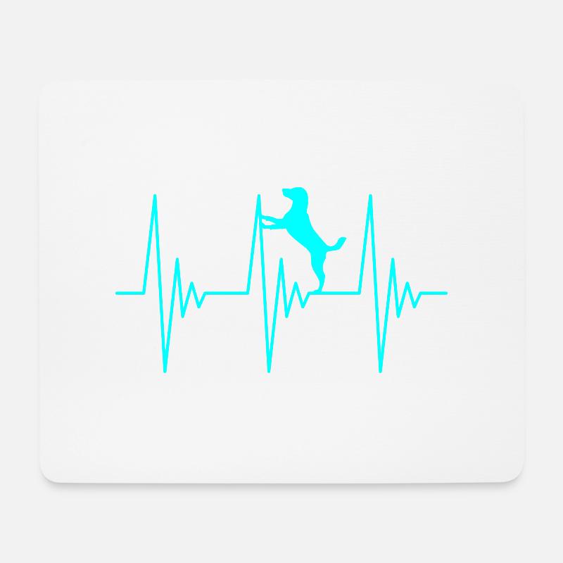 Hund EKG Liebe - Mousepad (Querformat) - Weiß