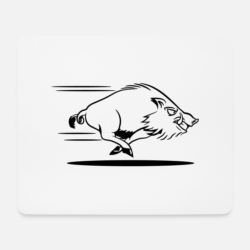 wildschwein gefährlich rennen - Mousepad (Querformat) - Weiß
