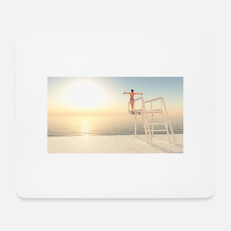 Turmspringerin auf einem Sprungbrett - Mousepad (Querformat) - Weiß