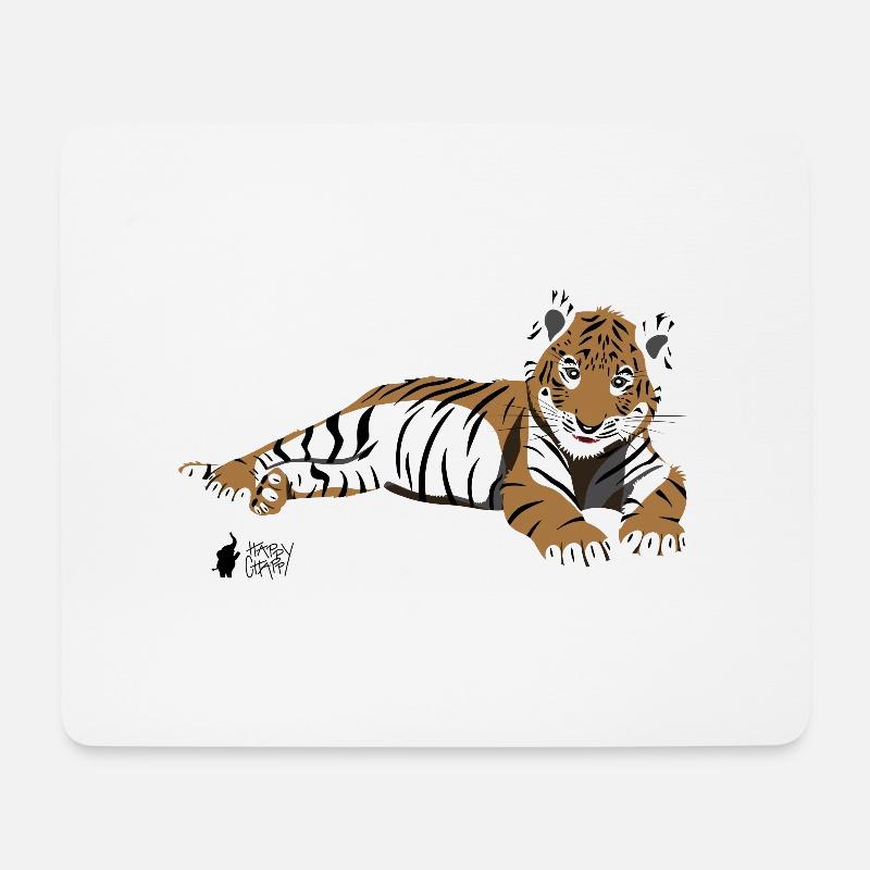 Tiger liegend - Mousepad (Querformat) - Weiß