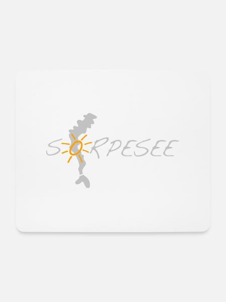 Sorpesee silber, mit Silhouette und Sonne - Mousepad (Querformat) - Weiß