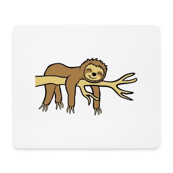 Glückliches hängendes Faultier - Mousepad (Querformat) - Weiß - Vorne