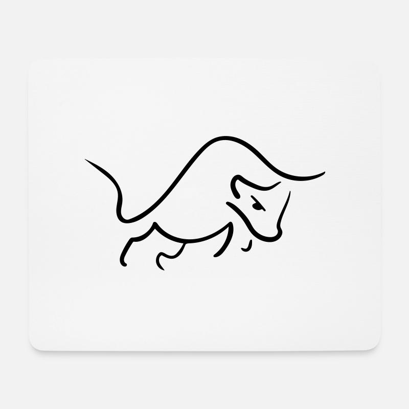 Bulle Line Art - Wallstreet Minimalistisch - Mousepad (Querformat) - Weiß