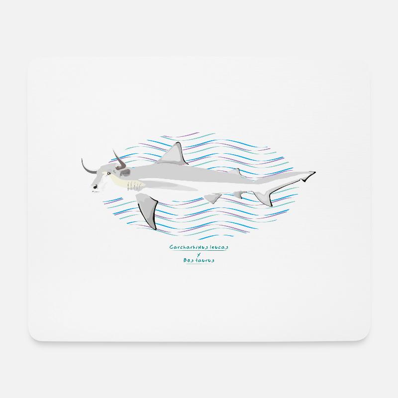 Bullenhai / Hybrid - Mousepad (Querformat) - Weiß