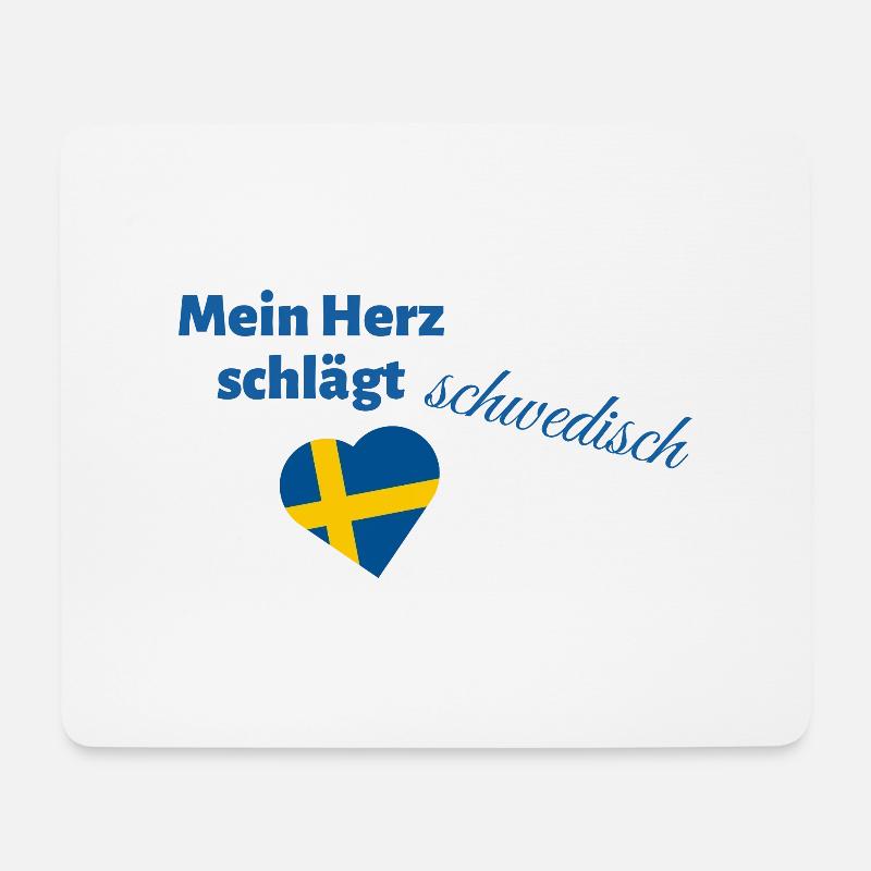 Mein Herz schlägt schwedisch - Mousepad (Querformat) - Weiß